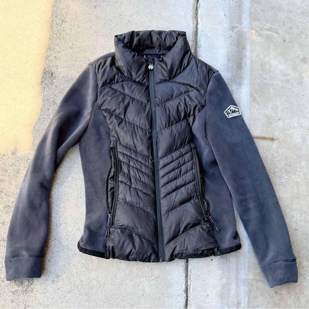 Superdry Charcoal and Black Quilted Puffer Jacket